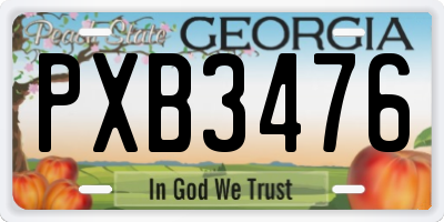 GA license plate PXB3476