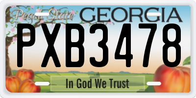 GA license plate PXB3478