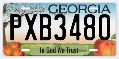 GA license plate PXB3480