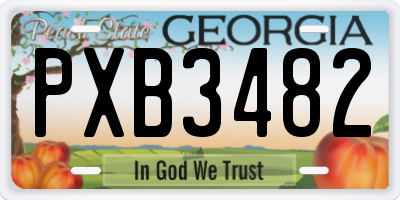 GA license plate PXB3482