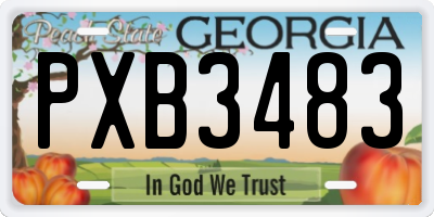 GA license plate PXB3483