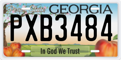 GA license plate PXB3484