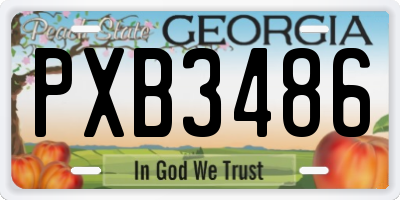 GA license plate PXB3486