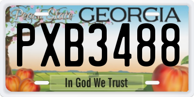 GA license plate PXB3488