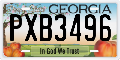 GA license plate PXB3496