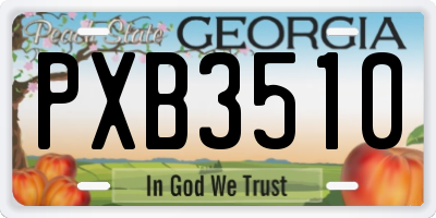 GA license plate PXB3510