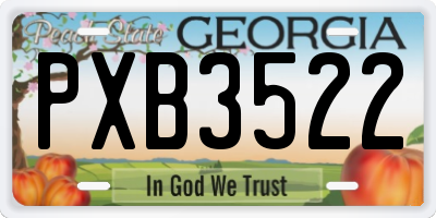 GA license plate PXB3522
