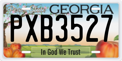 GA license plate PXB3527