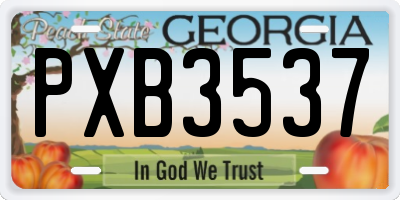 GA license plate PXB3537