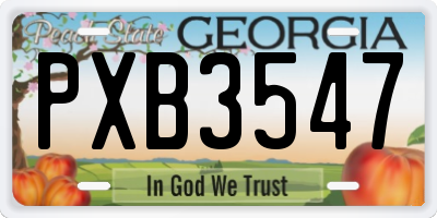 GA license plate PXB3547