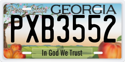 GA license plate PXB3552