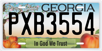 GA license plate PXB3554