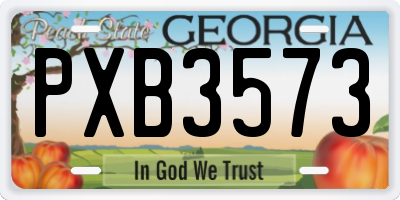 GA license plate PXB3573