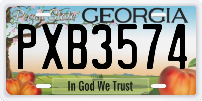 GA license plate PXB3574
