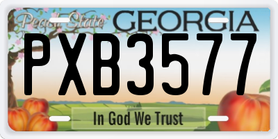 GA license plate PXB3577