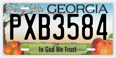 GA license plate PXB3584
