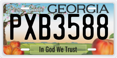 GA license plate PXB3588