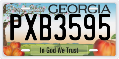 GA license plate PXB3595
