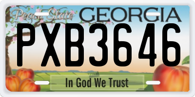 GA license plate PXB3646