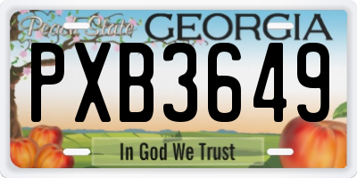 GA license plate PXB3649