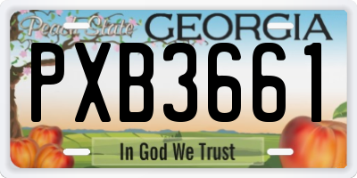 GA license plate PXB3661