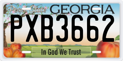 GA license plate PXB3662