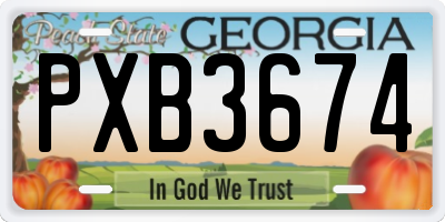GA license plate PXB3674
