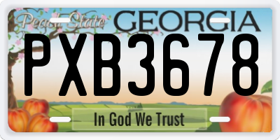 GA license plate PXB3678