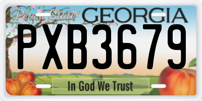 GA license plate PXB3679