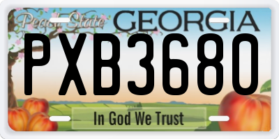 GA license plate PXB3680
