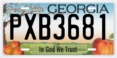 GA license plate PXB3681