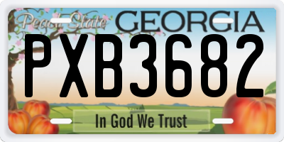 GA license plate PXB3682