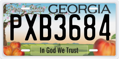 GA license plate PXB3684