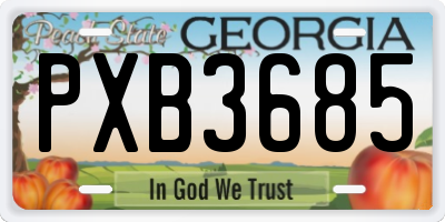 GA license plate PXB3685