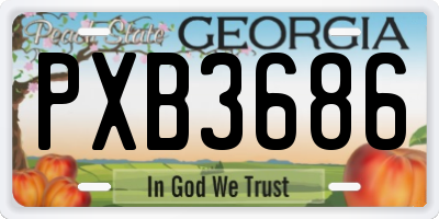 GA license plate PXB3686
