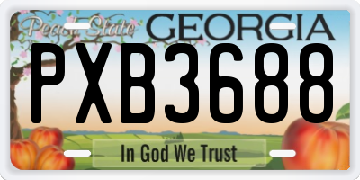 GA license plate PXB3688