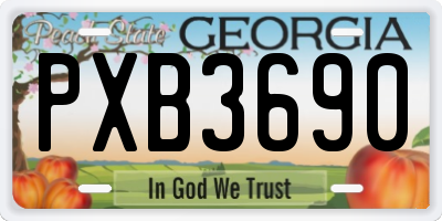 GA license plate PXB3690