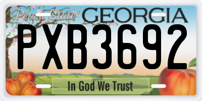 GA license plate PXB3692