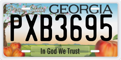 GA license plate PXB3695