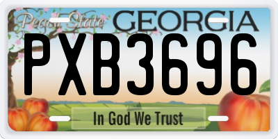 GA license plate PXB3696