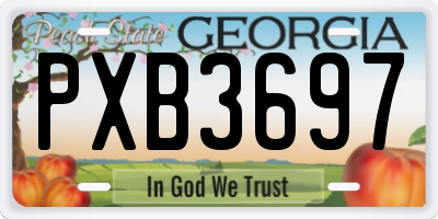 GA license plate PXB3697