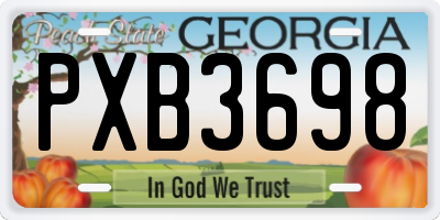GA license plate PXB3698