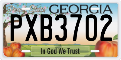 GA license plate PXB3702