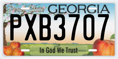 GA license plate PXB3707