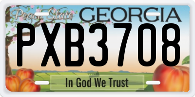 GA license plate PXB3708