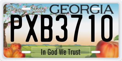 GA license plate PXB3710