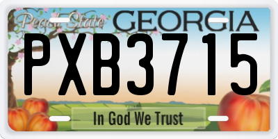 GA license plate PXB3715