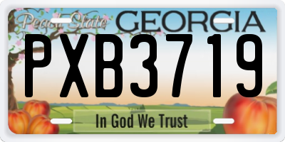 GA license plate PXB3719
