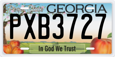 GA license plate PXB3727