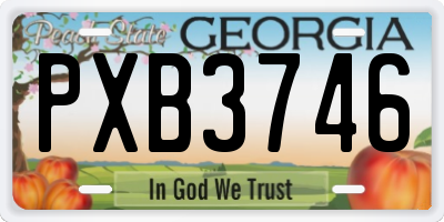 GA license plate PXB3746